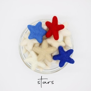 Felt Stars | Felt Shape Pom Poms | Wool Felt Stars Pompoms | Star Felt Balls for DIY Felt Ball Garland | Choose Color Quantity