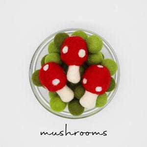 Felt Mushrooms | Felted Red Mushrooms | DIY Garland | Felt Balls | Felt Pom Poms | Fall Home Decor | DIY Baby Mobile | Select Quantity