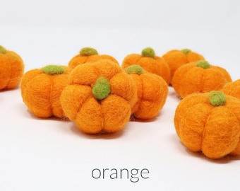 Citrouilles en feutre | Pompons en feutre de citrouille pour décoration d'automne | Pompons citrouilles feutrés | Bricolage guirlande d'Halloween | Décoration de Thanksgiving | Choisissez la couleur