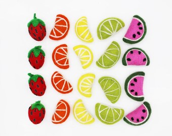 Felt Fruit | Felted Fruit | DIY Spring Garland | Summer Felt Balls | Summer Party Pom Poms | Fruit Felt Balls | Select Quantity + Type