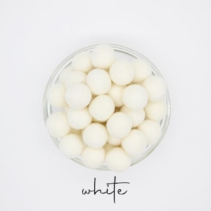 Wool Felt Balls Wholesale | White Felted Pom Poms for DIY Felt Ball Garland | Choose Color + Quantity