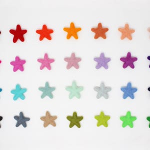 Felt Stars | Felt Shape Pom Poms | Wool Felt Stars Pompoms | Star Felt Balls for DIY Felt Ball Garland | Choose Color Quantity