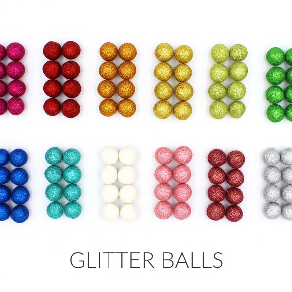 Glitter Felt Balls | Holiday Felt Pom Poms | Glitter Covered Balls | Glitter Pom Poms | DIY Felt Ball Garlands | Choose Color + Quantity