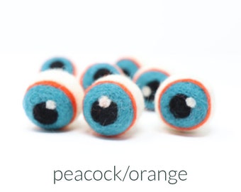 Felt Eyeballs | Felted Googly Eyes | Discontinued Halloween Decor | Select Color + Quantity
