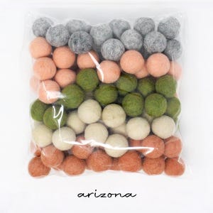 Arizona Pallete Felt Balls Wholesale | Copper Almond Olive Blush Light Heather Wool Felt Poms
