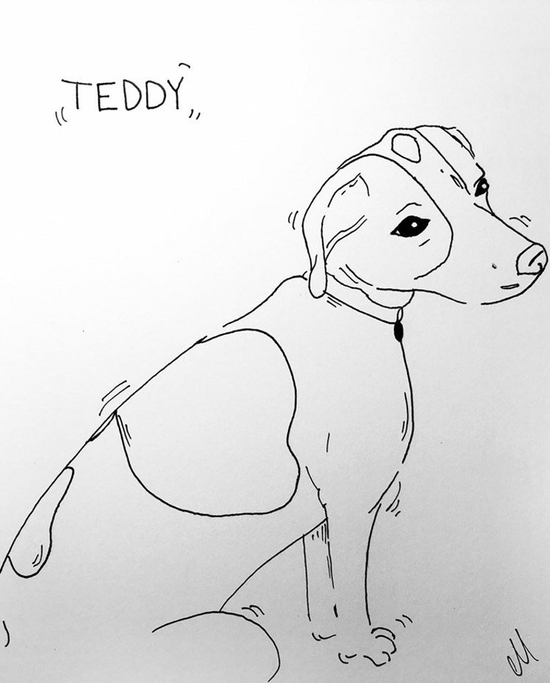 Personalized Line Pet Drawing Artwork | Etsy
