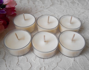 Choose Your Floral Scent Soy Wax Tealights Tea Lights Candles Dye Free in Set of 6 Handmade Gift, Fresh Roses, Lilac, Honeysuckle & More