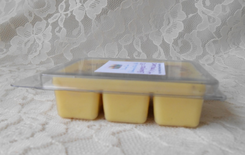 3 oz Aromatherapy Smokeless Candle Infused with Quartz Crystals /& Dried Lemongrass Lemongrass EO Soy Wax Breakaway Tart Melts in Yellow