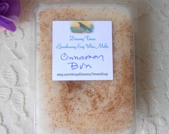 Cinnamon Bun Soy Wax Breakaway Tart Melts Clamshell Dyed 3 oz Aroma Cubes, Spa, Handmade Home Fragrance Gift Relaxation