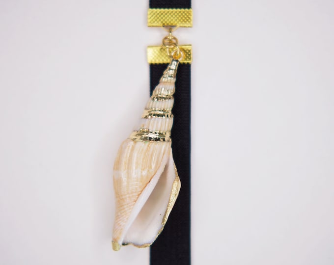 Real Seashell Bookmark, Gold Plated Artmark