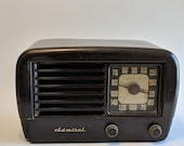 Vintage Art Deco Bakelite Tube Radio Clock Admiral Super Aeroscope Working Collectible Retro Tube Radio Clock