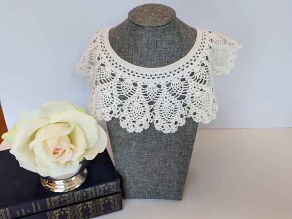 Antique Vintage Crochet Lace Collar Hand Stitched… - image 8