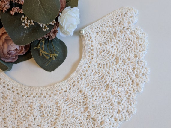 Antique Vintage Crochet Lace Collar Hand Stitched… - image 5