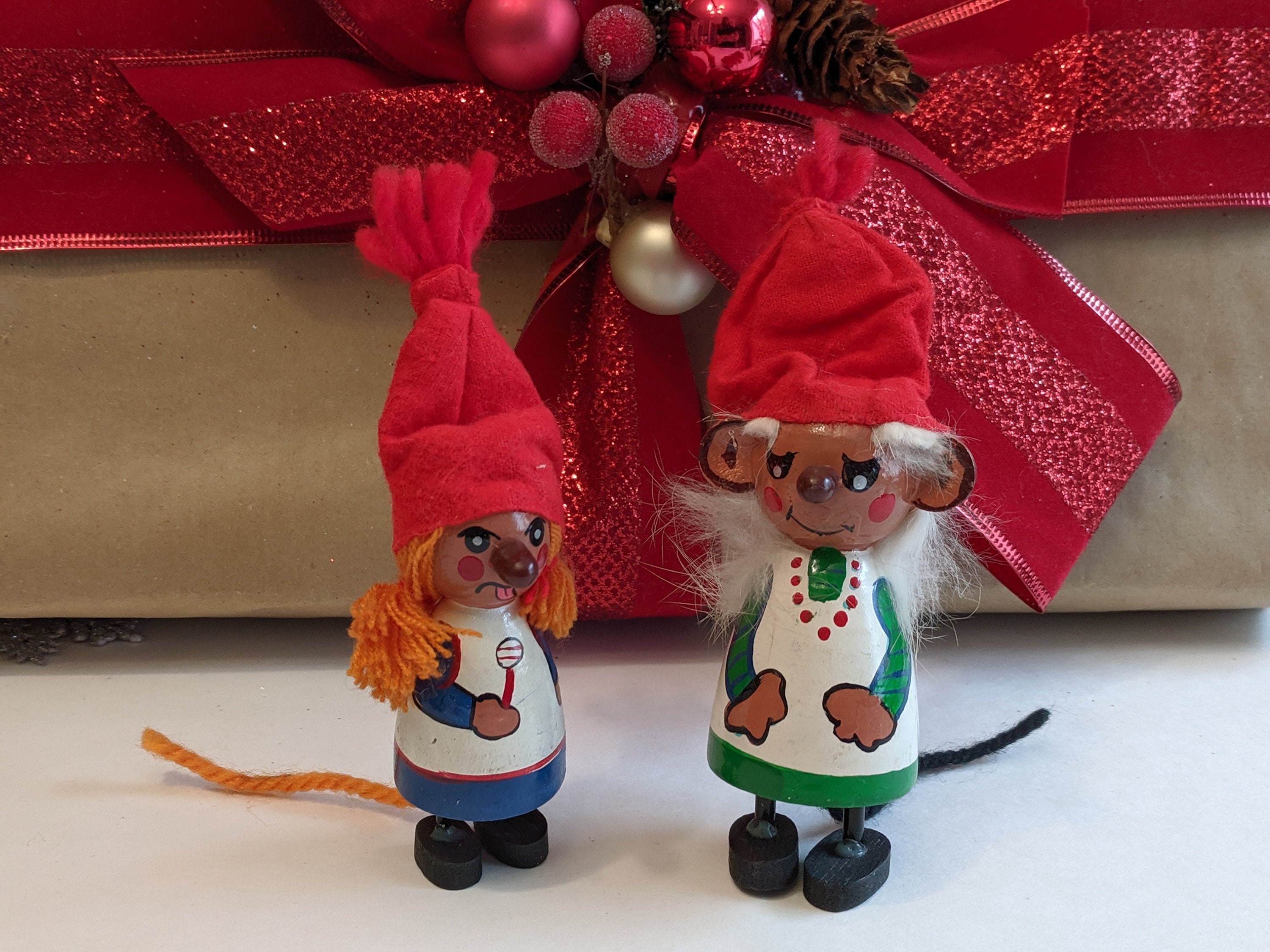 Vintage Danish Christmas Ornaments Mice Figurines Christmas Mouse