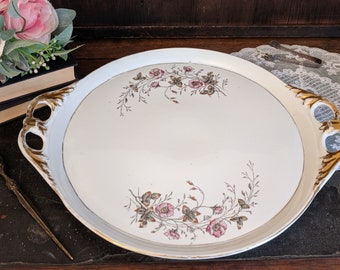 Antique Victorian Hand Painted Ceramic Cake Plate Victoria Austria Dessert Platter