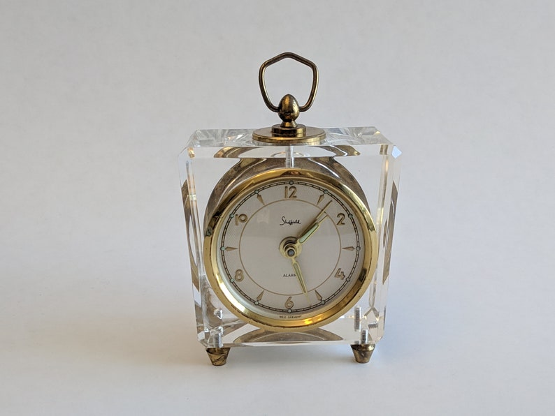 Vintage Lucite Skeleton Clock Small Alarm Clock Desk Clock Etsy