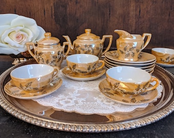 Antique Porcelaine Lustreware Child’s Tea Set Doll Tea Set Children’s Miniature Tea Set Japon