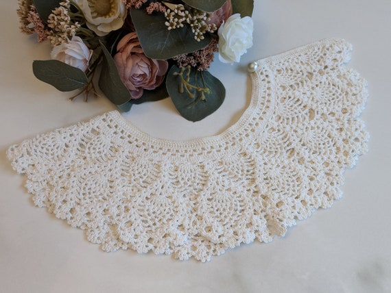 Antique Vintage Crochet Lace Collar Hand Stitched… - image 2