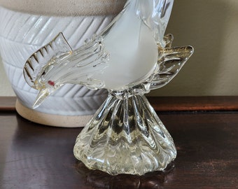 Murano Italian Art Glass Pheasant Bird Figurine Murano Italy Glass White Bird Collectible Hand Blown Glass Figurine Bird Sculpture