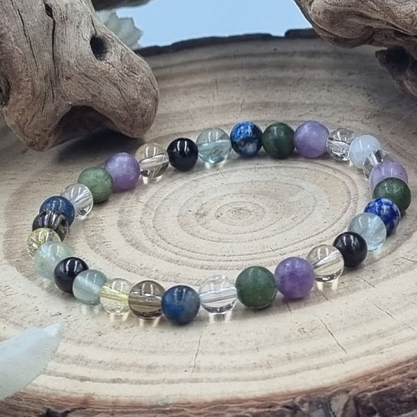 Menopause Crystal Bracelet, Moonstone, Fluorite, Handmade, Hormone balance, 6mm Beaded Crystal bracelet, Women's Jewelry, Personalised Gift