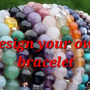 Crystal Healing Bracelet Design your own, Personalised Gift, 8mm 6mm 4mm beads, Genuine crystals, Protection, Jewellery, Stretch or clasp