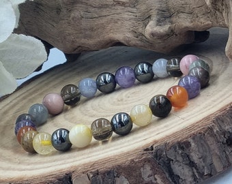 Anxiety Support Gemstone Bracelet, Rhodonite, Tiger Eye, Chakra Balancing