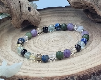 Menopause Crystal Bracelet, Moonstone, Fluorite, Handmade, Hormone balance, 6mm Beaded Crystal bracelet, Women's Jewelry, Personalised Gift