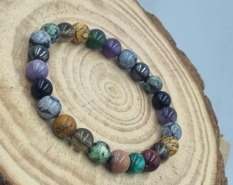 Rouwarmband met edelstenen, helende kristallen, rouwgeschenk, inclusief gratis bedeltje.