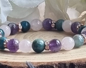 Weight Management Bracelet for Manifesting Health and Protection, Personalised gift, Crystal healing, Real Gemstones, Rose Quartz