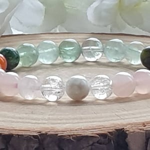 PCOS Bracelet Hormone Balancing Healing Crystals, Fertility Gemstones, 8mm or 4mm Personalised Gift for Her, Moonstone, Fluorite