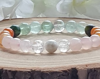 PCOS Healing Crystal Bracelet: Moonstone, Fluorite & Gemstones