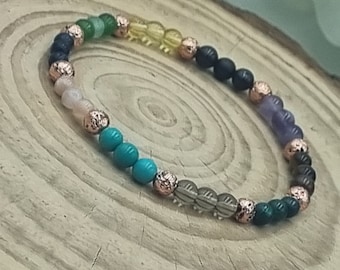 Manifest Prosperity, Abundance Bracelet for Wealth, Healing Crystals, Personalised Gift, Citrine, Malachite, Pyrite, 4mm beads