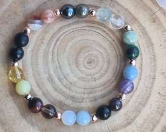 Travel Bracelet, Protection Crystals, Tourmaline, Amethyst, Aquamarine, Stretch, choose your charm, Friendship, Personalised Gift, Manifest