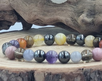 Anxiety Bracelet, Sobriety, Healing Crystals for Grounding, Genuine Gemstones, Rhodonite, Tiger eye, Personalised gift
