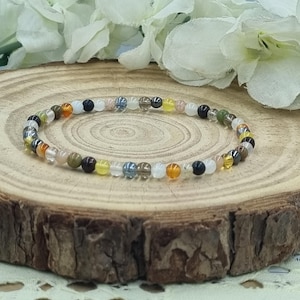 Well-being, Detox, 4mm Crystal stretch bracelet, Gemstone, Gift, Detailed Card, Stretch, Free charm, Aqua Aura Quartz, Citrine