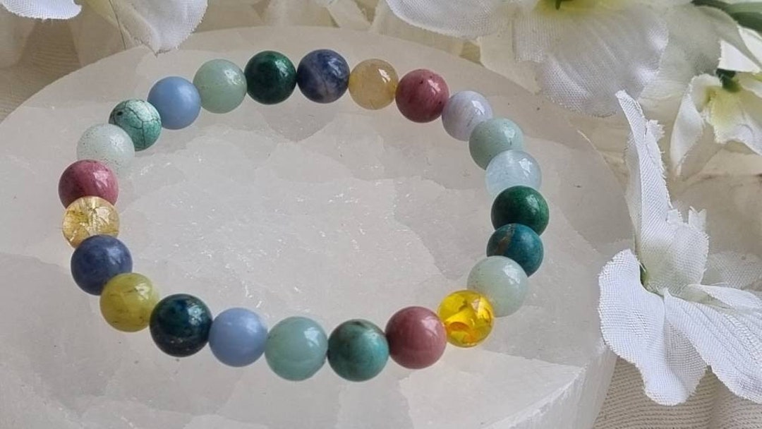 Thyroid Bracelet Hormone Gemstones Healing Crystals Etsy