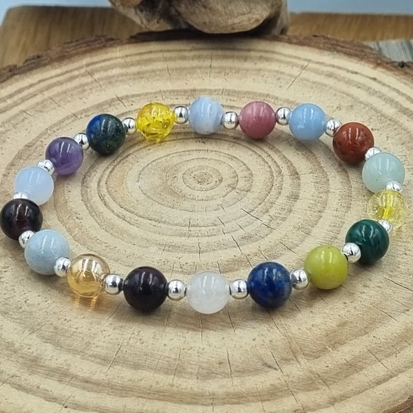 Diabetes Bracelet with Healing Crystals, Genuine Gemstones for Immune system, Personalised Gift for her, Stretch, Power beads