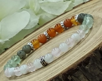 PCOS Crystals Bracelet, Moonstone, Fluorite, Carnelian, Personalised Gift, Feminine energy, Hormone balancing, Handmade jewellery