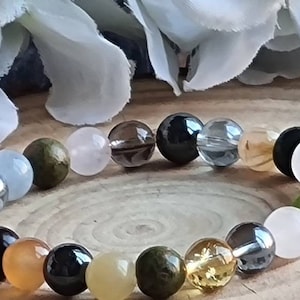 Well-being, Detox, Crystal stretch bracelet, Gemstone, Gift, Detailed Card, Stretch, Free charm, Aqua Aura Quartz, Citrine