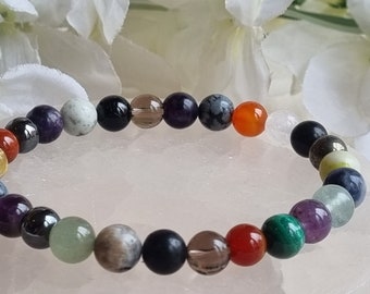 Pulsera EMF con Shungite para contaminación electromagnética, protección, pulsera elástica de cristal, piedras preciosas genuinas, regalo personalizado