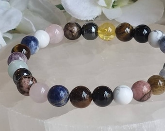 Anxiety Bracelet, Study crystals, Genuine Crystal bracelet, Tension, Protection, Gemstone, energy bracelet, 8mm or 4mm beads