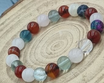 Fertility crystals, Bracelet, Pregnancy, Hormone imbalance, Carnelian, Quartz, Moonstone, Fluorite, Rose Quartz, Menopause support