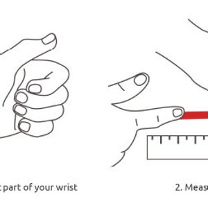 Puede incluir: Instrucciones sobre c&oacute;mo medir tu mu&ntilde;eca para un brazalete. Envuelve una tira de papel alrededor de la parte m&aacute;s peque&ntilde;a de tu mu&ntilde;eca, luego mide la longitud de la tira con una regla.