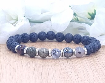 Fertility Bracelet Healing Crystals For Men, Conception, Aromatherapy, Pyrite, Lava stone,