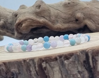 Anxiety bracelet Healing Crystals, 4mm Stress relief, Calming Genuine Gemstones, Personalised, Love, friendship gift