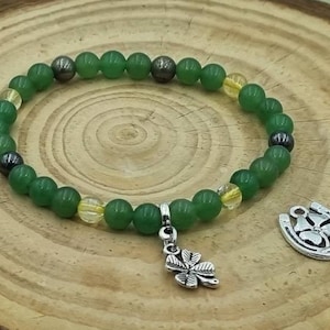 Crystal Bracelet, Attract Money, Pyrite and Aventurine for Prosperity, Abundance, Spiritual Gift, Gemstones, Citrine, Malachite, 6mm gems