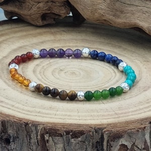 Pulsera de cristal curativo para equilibrar los chakras, cuentas de 4 mm, piedras preciosas auténticas, regalo personalizado, amatista, lapislázuli, pulsera hecha a mano.