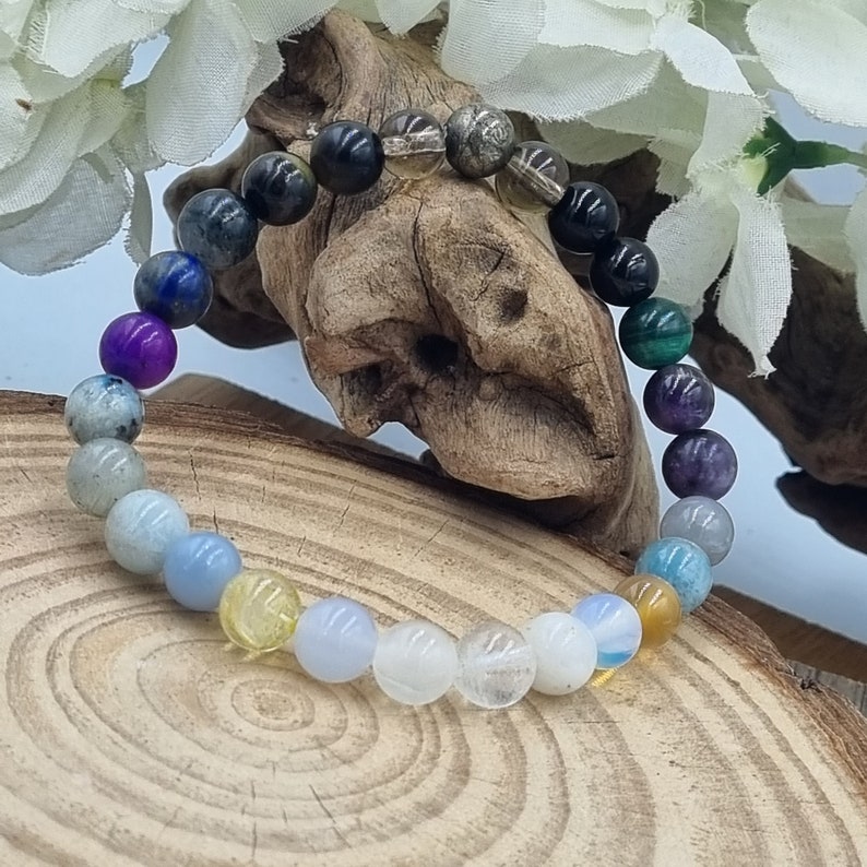 Psychic Bracelet for Spiritual, Magical Connection, with Crystal Genuine Gemstones, Personalised Gift, Chose your charm image 3