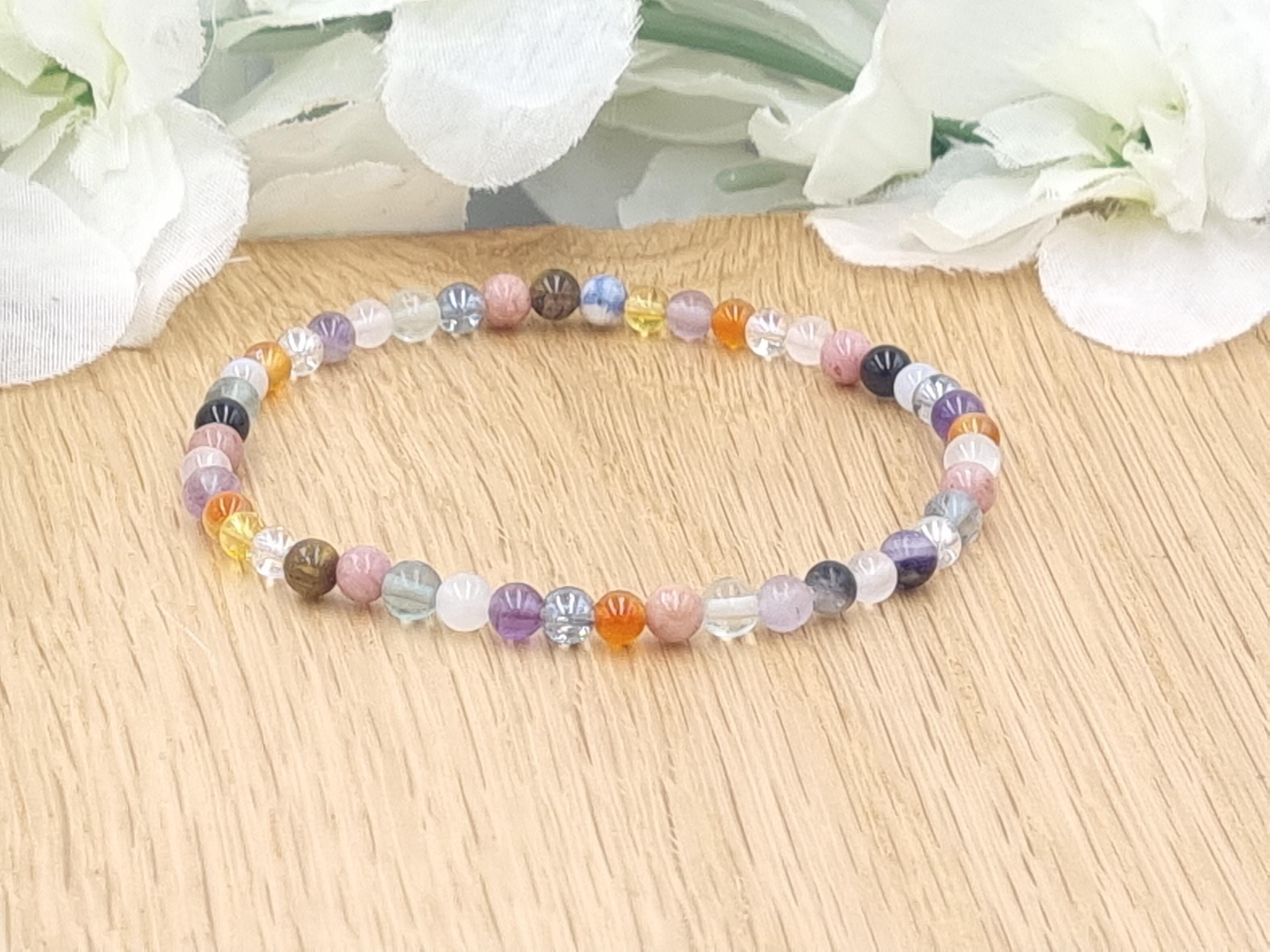 Bracciale In Pietre Naturali 4mm – Cristallo Elastico Portafortuna Per Donna, Gioiello Curativo In Pietra Dure (Granato)