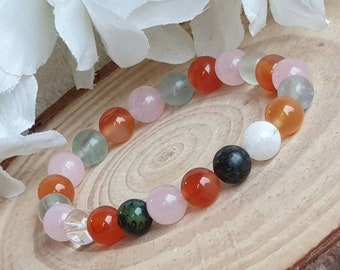PCOS Healing Crystal Bracelet, Carnelian, Moonstone, Rose Quartz